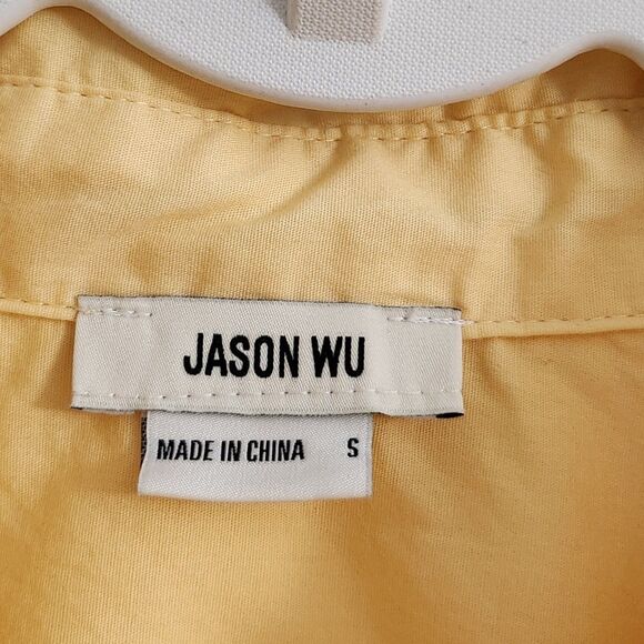Jason Wu Blouse Womens Small Yellow Crop Button Twist Front Top Longsleeve - Picture 3 of 10